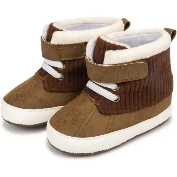 Meckior Toddler Baby Boys Girls High Tops Ankle Sneakers Soft AntiSlip Sole PU Leather Moccasins Infant Newborn Prewalker First Walking Crib ShoesA14Brown