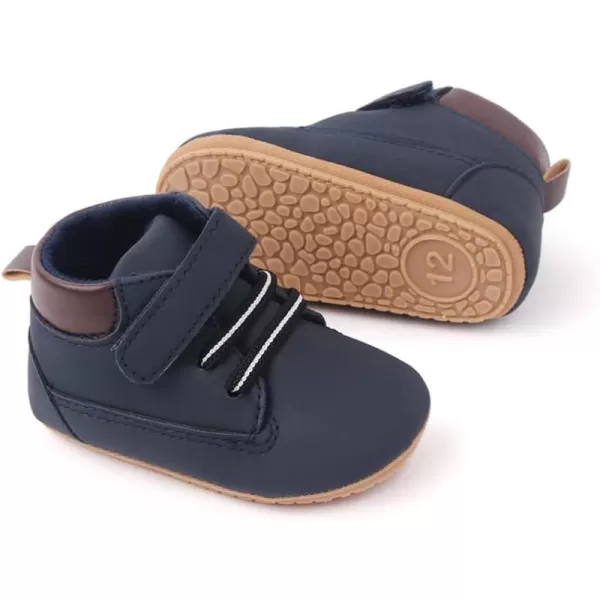 Meckior Toddler Baby Boys Girls High Tops Ankle Sneakers Soft AntiSlip Sole PU Leather Moccasins Infant Newborn Prewalker First Walking Crib ShoesA20Blue