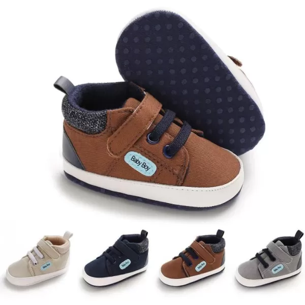 Meckior Toddler Baby Boys Girls High Tops Ankle Sneakers Soft AntiSlip Sole PU Leather Moccasins Infant Newborn Prewalker First Walking Crib ShoesB01Brown