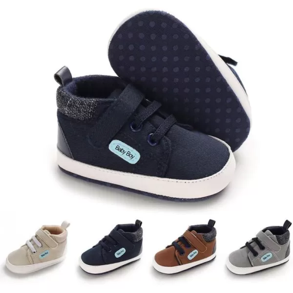 Meckior Toddler Baby Boys Girls High Tops Ankle Sneakers Soft AntiSlip Sole PU Leather Moccasins Infant Newborn Prewalker First Walking Crib ShoesB03Blue