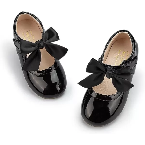 Meckior Toddler Little Girl Mary Jane Dress Shoes Ballet Flats for Girl Party School Shoes Bowknot Princess ShoesA03Black