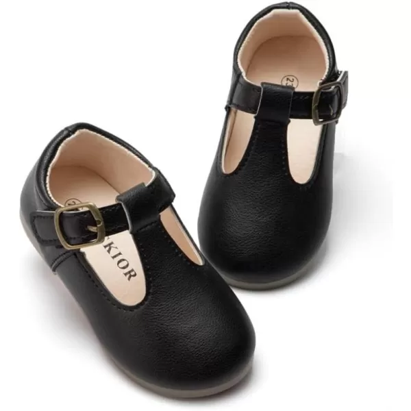 Meckior Toddler Little Girl Mary Jane Dress Shoes Ballet Flats for Girl Party School Shoes Bowknot Princess ShoesB01Black