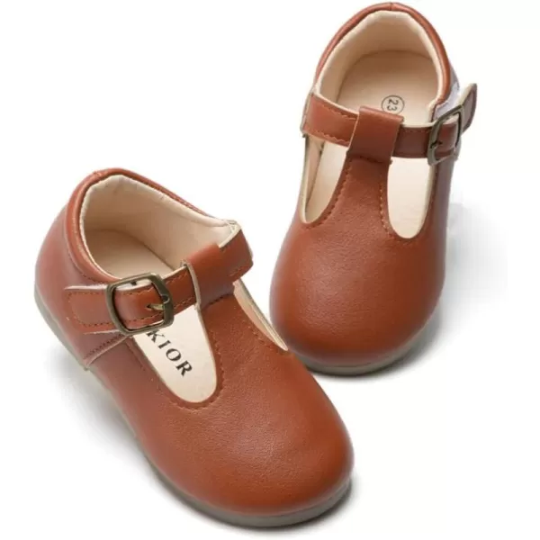 Meckior Toddler Little Girl Mary Jane Dress Shoes Ballet Flats for Girl Party School Shoes Bowknot Princess ShoesB01Brown
