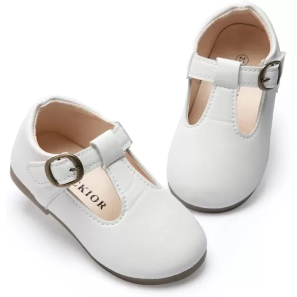 Meckior Toddler Little Girl Mary Jane Dress Shoes Ballet Flats for Girl Party School Shoes Bowknot Princess ShoesB01White
