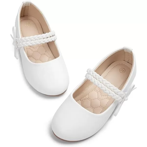 Meckior Toddler Little Girl Mary Jane Dress Shoes Ballet Flats for Girl Party School Shoes Bowknot Princess ShoesB03White
