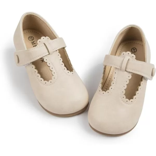 Meckior Toddler Little Girl Mary Jane Dress Shoes Ballet Flats for Girl Party School Shoes Bowknot Princess ShoesB05Beige