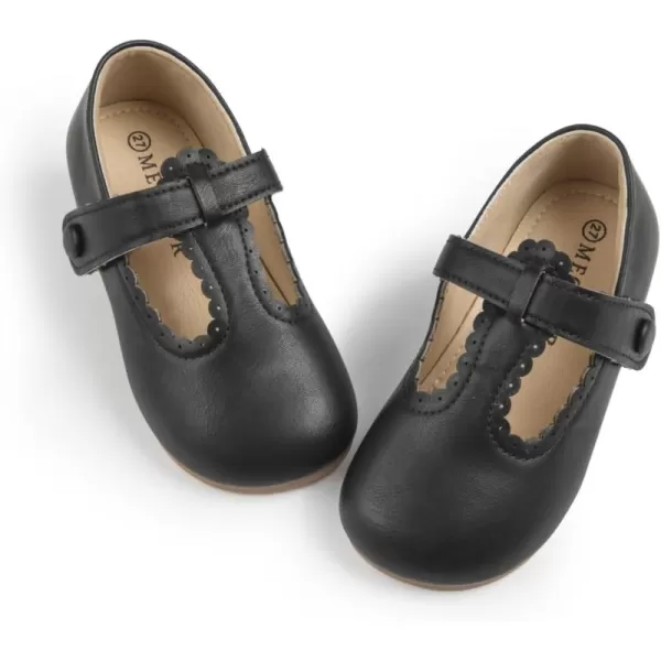 Meckior Toddler Little Girl Mary Jane Dress Shoes Ballet Flats for Girl Party School Shoes Bowknot Princess ShoesB05Black