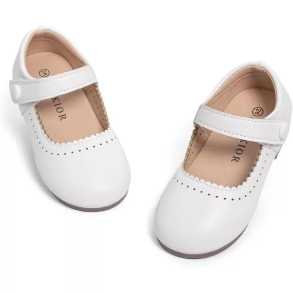 Meckior Toddler Little Girl Mary Jane Dress Shoes Ballet Flats for Girl Party School Shoes Bowknot Princess ShoesD10White