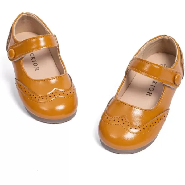 Meckior Toddler Little Girl Mary Jane Dress Shoes Ballet Flats for Girl Party School Shoes Bowknot Princess ShoesD15Brown