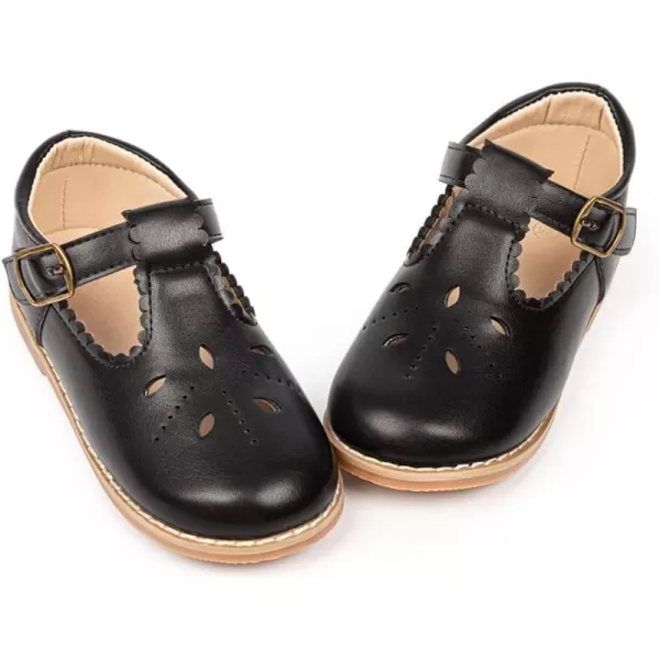 Meckior Toddler Little Girl Mary Jane Dress Shoes Ballet Flats for Girl Party School Shoes Bowknot Princess ShoesD20Black