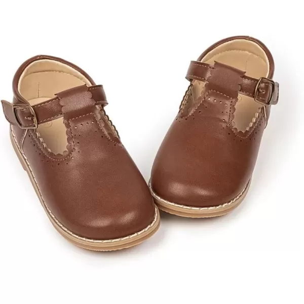 Meckior Toddler Little Girl Mary Jane Dress Shoes Ballet Flats for Girl Party School Shoes Bowknot Princess ShoesD23Brown