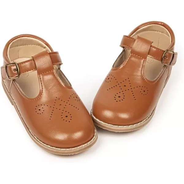 Meckior Toddler Little Girl Mary Jane Dress Shoes Ballet Flats for Girl Party School Shoes Bowknot Princess ShoesD25Little Brown