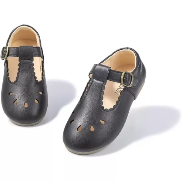 Meckior Toddler Little Girl Mary Jane Dress Shoes Ballet Flats for Girl Party School Shoes Bowknot Princess ShoesDBlack