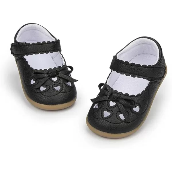 Meckior Toddler Little Girl Mary Jane Dress Shoes Ballet Flats for Girl Party School Shoes Bowknot Princess ShoesZ20Black