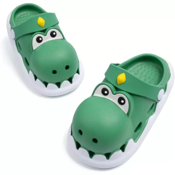 Meckior Toddler Little Girls Boys Clogs Cute Cartoon Garden Water Sandals Lightweight Slipon Slides Slippers Children Kids Indoor Outdoor Summer Pool Beach ShoesToddlerLittle KidBDinosaur Green