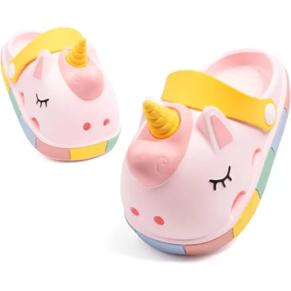 Meckior Toddler Little Girls Boys Clogs Cute Cartoon Garden Water Sandals Lightweight Slipon Slides Slippers Children Kids Indoor Outdoor Summer Pool Beach ShoesToddlerLittle KidAUnicorn Pink