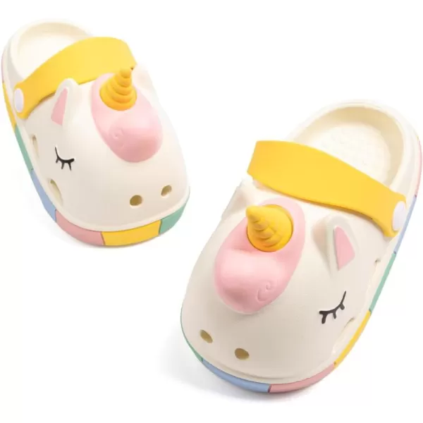 Meckior Toddler Little Girls Boys Clogs Cute Cartoon Garden Water Sandals Lightweight Slipon Slides Slippers Children Kids Indoor Outdoor Summer Pool Beach ShoesToddlerLittle KidAUnicorn Beige