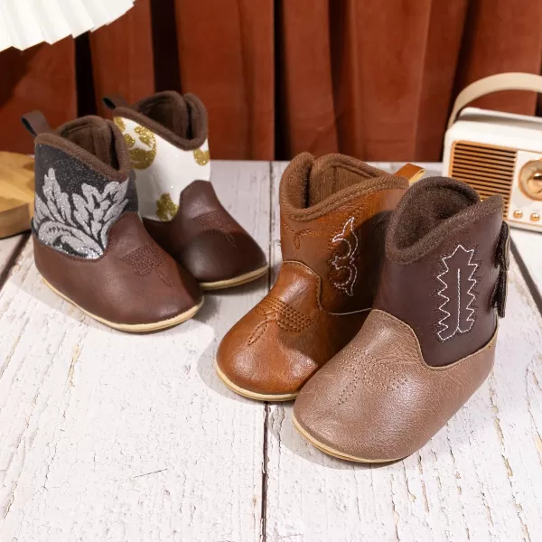 Meckior Baby Girls Cowboy Tassel Boots Side Zipper Moccasins Soft Bottom NonSlip Toddler ShoeA08Deep Brown