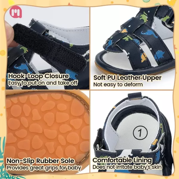 Meckior Baby Infant Boy Girl Sandals Newborn NonSlip Soft Rubber Sole Sandals for Baby Boys OpenToe Outdoor Casual Summer First Walkers ShoesA01Deep Blue With Rubber Sole