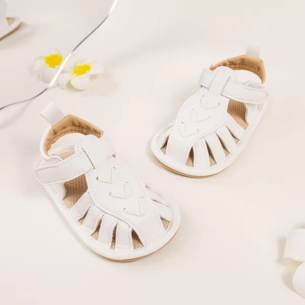 Meckior Baby Infant Boy Girl Sandals Newborn NonSlip Soft Rubber Sole Sandals for Baby Boys OpenToe Outdoor Casual Summer First Walkers ShoesD05White
