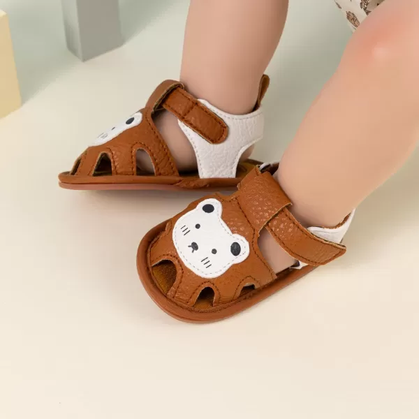 Meckior Baby Infant Boy Girl Sandals Newborn NonSlip Soft Rubber Sole Sandals for Baby Boys OpenToe Outdoor Casual Summer First Walkers ShoesD10Brown