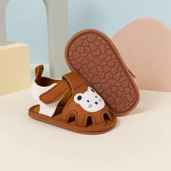 Meckior Baby Infant Boy Girl Sandals Newborn NonSlip Soft Rubber Sole Sandals for Baby Boys OpenToe Outdoor Casual Summer First Walkers ShoesD10Brown