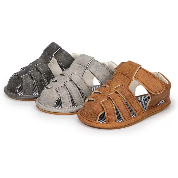 Meckior Baby Infant Boy Girl Sandals Newborn NonSlip Soft Rubber Sole Sandals for Baby Boys OpenToe Outdoor Casual Summer First Walkers ShoesF01Brown