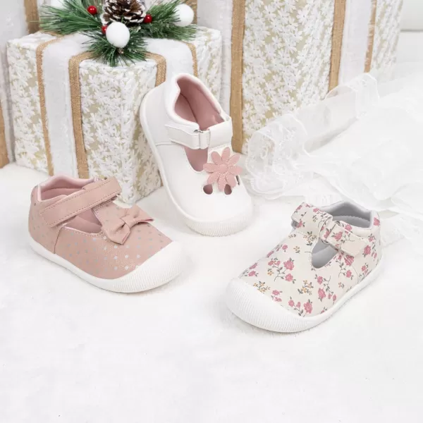 Meckior Baby Toddler Girls Walking Shoes TStrap Dress Summer Shoes for Girls Mary Jane NonSlip AntiCollision Toe Lightweight First Walker Shoes Wedding Dress ShoesA02White