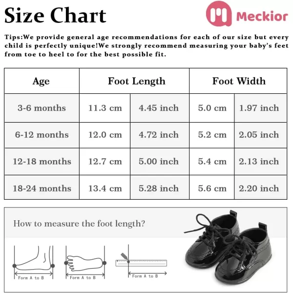 Meckior Infant Baby Boys Girls Classic PU Leather Wedding Loafers Brogue Toddler Oxford Dress Shoes First Steps Walking Flat Lazy Crib ShoeA01Black With Mirror Surface