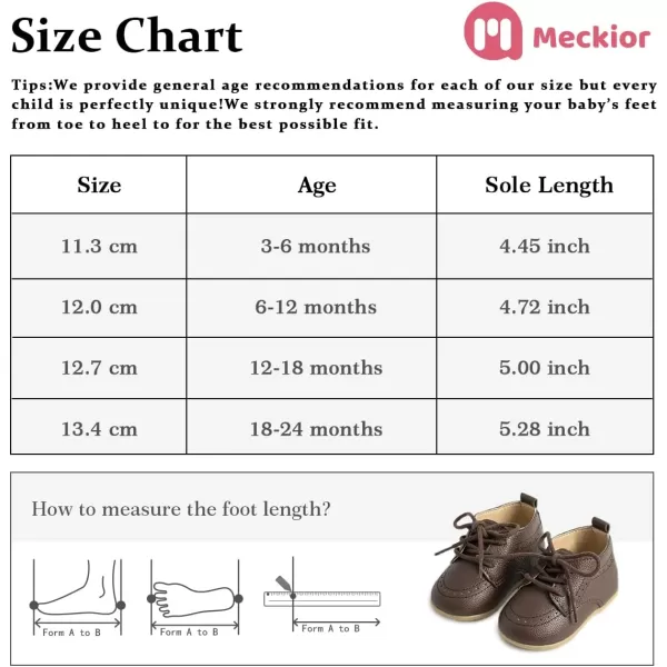 Meckior Infant Baby Boys Girls Classic PU Leather Wedding Loafers Brogue Toddler Oxford Dress Shoes First Steps Walking Flat Lazy Crib ShoeA03Deep Brown
