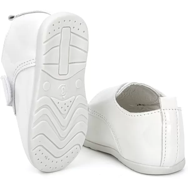 Meckior Infant Baby Boys Girls Classic PU Leather Wedding Loafers Brogue Toddler Oxford Dress Shoes First Steps Walking Flat Lazy Crib ShoeA04White