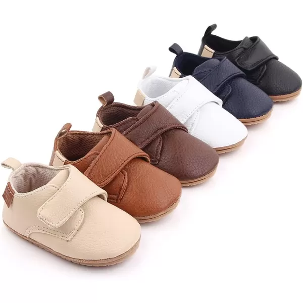 Meckior Infant Baby Boys Girls Classic PU Leather Wedding Loafers Brogue Toddler Oxford Dress Shoes First Steps Walking Flat Lazy Crib ShoeC03Deep Brown