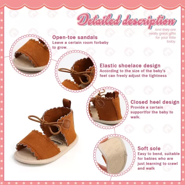 Meckior Infant Baby Girls Boys Summer Sandals Open Toe Lace Princess Dress Wedding Flats Shoes Newborn Toddler Soft Nonslip Sole First Walker Crib ShoesA04Brown