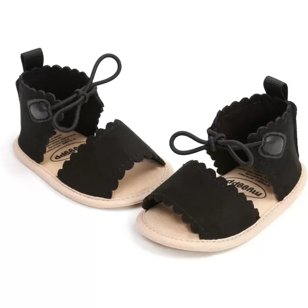 Meckior Infant Baby Girls Boys Summer Sandals Open Toe Lace Princess Dress Wedding Flats Shoes Newborn Toddler Soft Nonslip Sole First Walker Crib ShoesA04Black