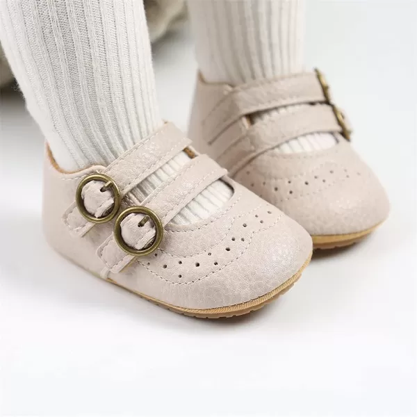 Meckior Infant Baby Girls Soft Sole Bowknot Princess Wedding Dress Mary Jane Flats Prewalker Newborn Light Baby Sneaker ShoesD20Beige