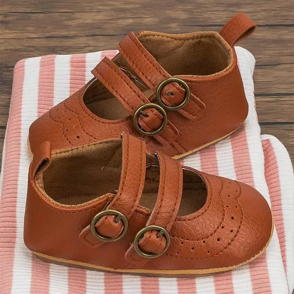 Meckior Infant Baby Girls Soft Sole Bowknot Princess Wedding Dress Mary Jane Flats Prewalker Newborn Light Baby Sneaker ShoesD20Brown