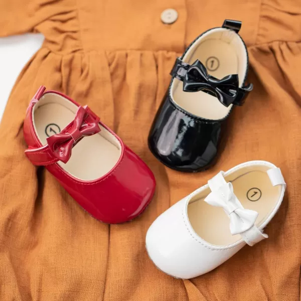 Meckior Infant Baby Girls Soft Sole Bowknot Princess Wedding Dress Mary Jane Flats Prewalker Newborn Light Baby Sneaker ShoesF20White