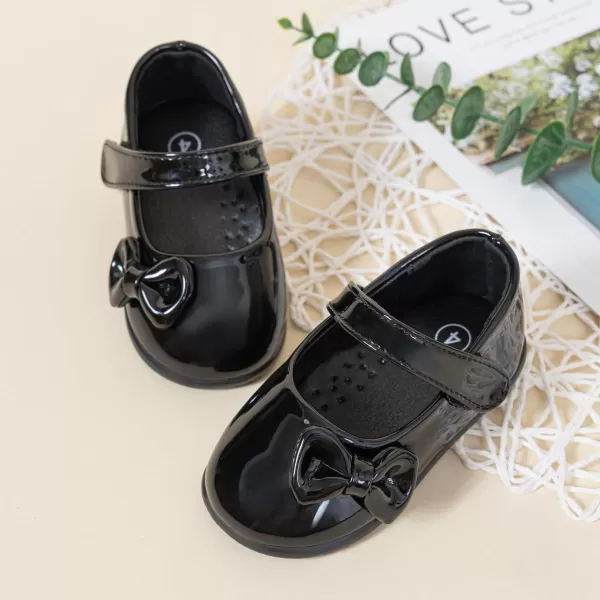 Meckior Infant Baby Girls Soft Sole Bowknot Princess Wedding Dress Mary Jane Flats Prewalker Newborn Light Baby Sneaker ShoesF30Black