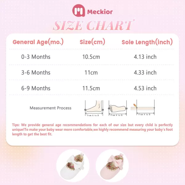 Meckior Newborn Baby Girls Dress Shoes Infant Bowknot Soft Sole Mary Jane Moccasins Baptism Christening Crib Shoes Wedding Princess FlatsAPink