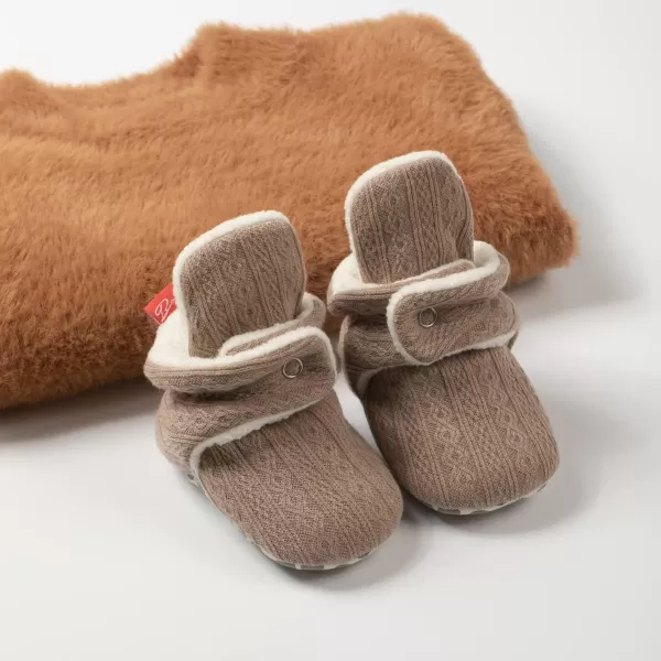 Meckior Newborn Infant Baby Girls Boys Warm Fleece Winter Booties First Walkers Slippers ShoesA12Light Brown