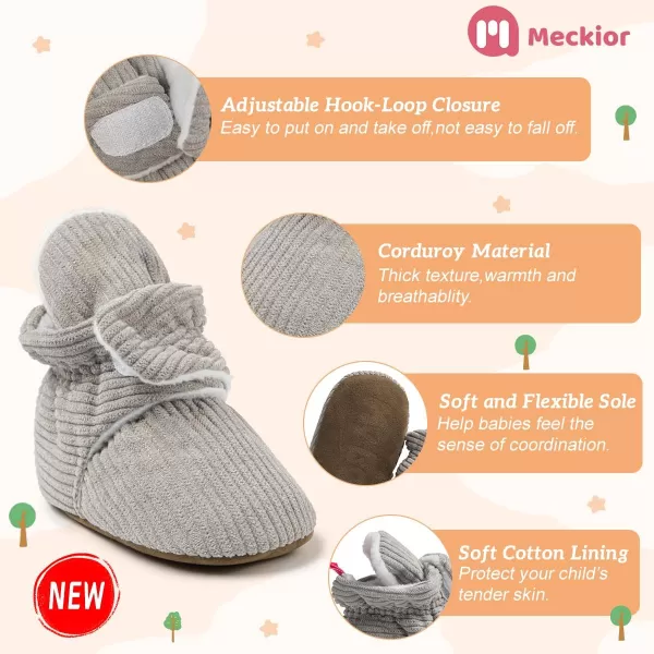 Meckior Newborn Infant Baby Girls Boys Warm Fleece Winter Booties First Walkers Slippers ShoesA16Light Grey