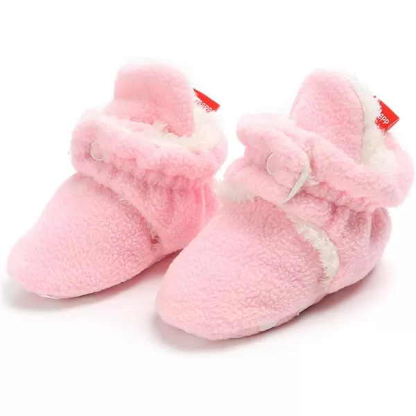 Meckior Newborn Infant Baby Girls Boys Warm Fleece Winter Booties First Walkers Slippers ShoesC10Pink White