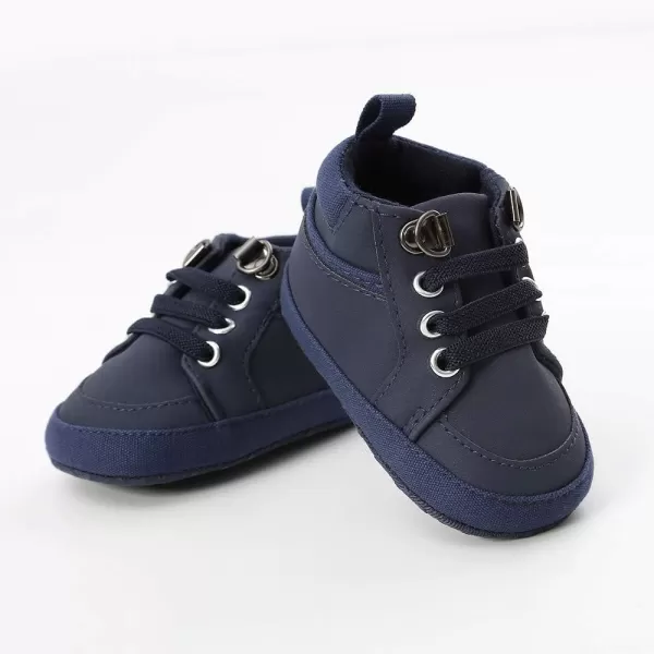 Meckior Toddler Baby Boys Girls High Tops Ankle Sneakers Soft AntiSlip Sole PU Leather Moccasins Infant Newborn Prewalker First Walking Crib ShoesA03Blue