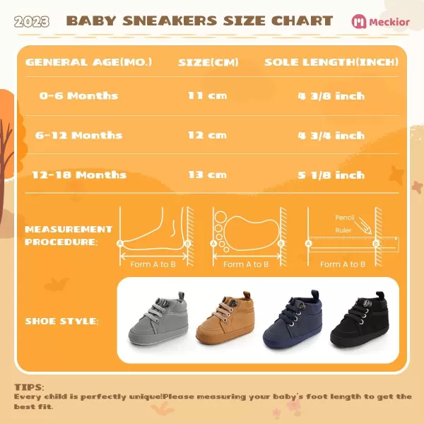 Meckior Toddler Baby Boys Girls High Tops Ankle Sneakers Soft AntiSlip Sole PU Leather Moccasins Infant Newborn Prewalker First Walking Crib ShoesA03Gray