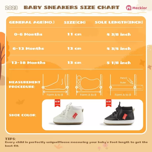 Meckior Toddler Baby Boys Girls High Tops Ankle Sneakers Soft AntiSlip Sole PU Leather Moccasins Infant Newborn Prewalker First Walking Crib ShoesA10White