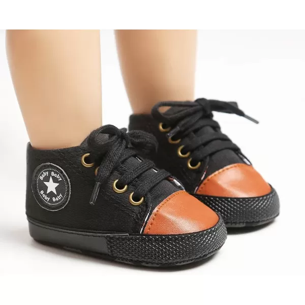 Meckior Toddler Baby Boys Girls High Tops Ankle Sneakers Soft AntiSlip Sole PU Leather Moccasins Infant Newborn Prewalker First Walking Crib ShoesABlackbrown