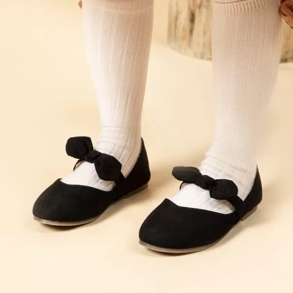 Meckior Toddler Little Girl Mary Jane Dress Shoes Ballet Flats for Girl Party School Shoes Bowknot Princess ShoesA10Black