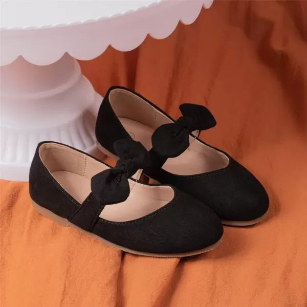 Meckior Toddler Little Girl Mary Jane Dress Shoes Ballet Flats for Girl Party School Shoes Bowknot Princess ShoesA10Black
