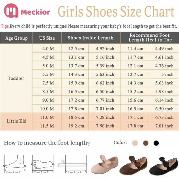 Meckior Toddler Little Girl Mary Jane Dress Shoes Ballet Flats for Girl Party School Shoes Bowknot Princess ShoesA10Black