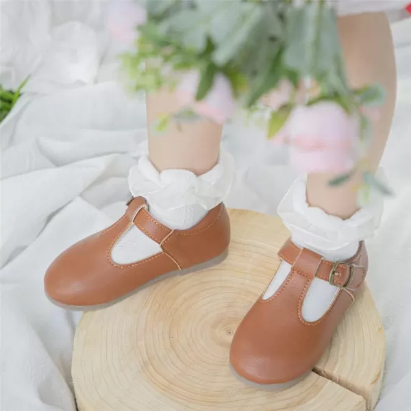 Meckior Toddler Little Girl Mary Jane Dress Shoes Ballet Flats for Girl Party School Shoes Bowknot Princess ShoesB01Brown
